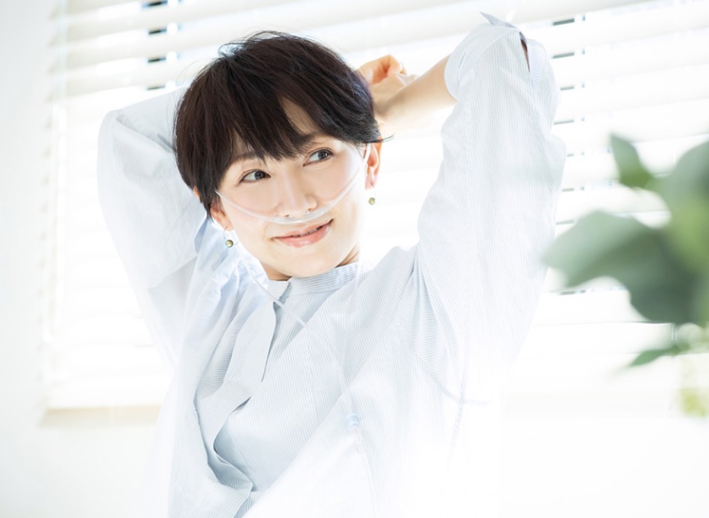 水素吸入を受ける女性